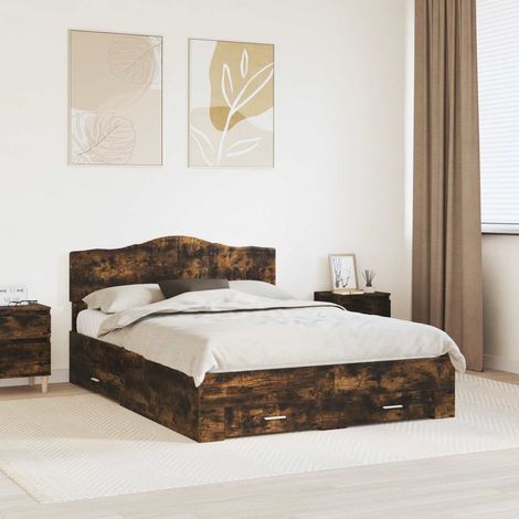 vidaXL Bettrahmen Geräucherte Eiche 140 x 200 cm Holzwerkstoff (1/5)