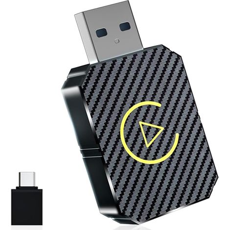 Adaptateur CarPlay sans fil, adaptateur Android sans fil pour voiture (version 2025), clé de voiture CarPlay sans fil 2 en 1 compatible, installation facile (Plug & Play), compatible avec les voitures (1/5)