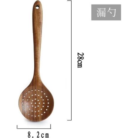 6 pièces ustensiles de cuisine en bois naturel, cuillère de service F2, tourneur fente, accessoires culinaires écologiques pour cuisine française