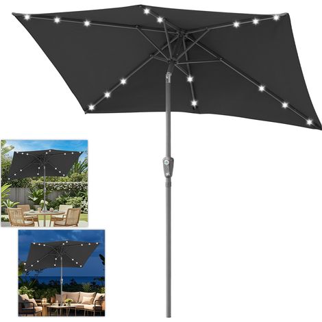 Jiubiaz LED Balkonschirm 1,4 × 2,1 m – Rechteck-Sonnenschirm für kleine Flächen, grau