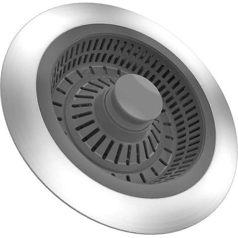 Crépine d'évier de cuisine, bouchons d'évier escamotables, crépine d'évier 3 en 1, panier filtrant plus grand et amélioré pour évier standard américain 3-1/2 (1/5)