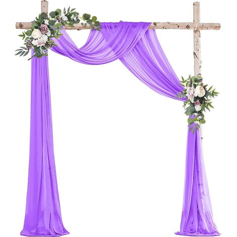 2 Rideau en tulle, 75x600cm, mousseline transparente, décor arche mariage, fête, cérémonie