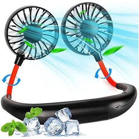 BOSONER Ventilateur de cou rechargeable portable femme : ventilateur de tête rond rafraîchissant - essentiel de vacances pour homme et femme