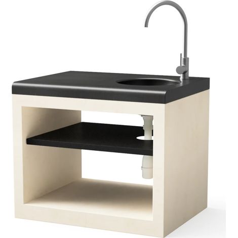 Modulo Barbacoa de Obra con Fregadero Kitaway 84x63x85 cm Base Blanca/Negra para Barbacoa de Jardín Exterior (1/4)