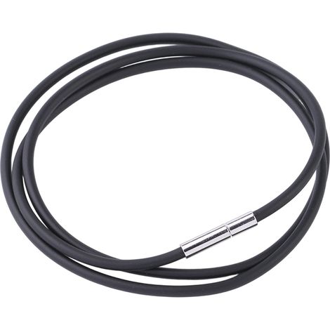 Schwarze Halskette aus 3 mm dickem Gummiband mit Edelstahlverschluss – 40,6 cm (16 Zoll) (1/5)