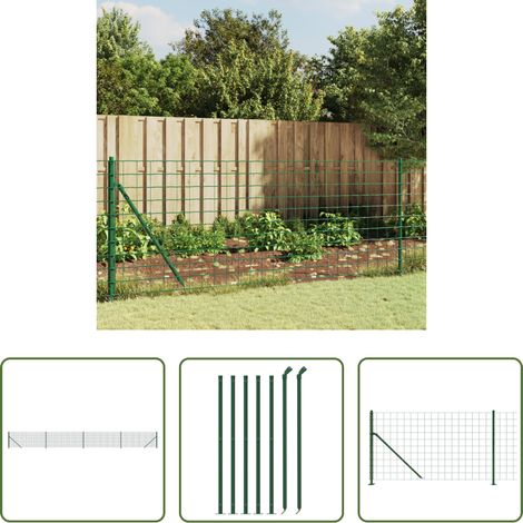 vidaXL Clôture en PVC - Clôture en treillis métallique avec bride vert 1,1x10 m (1/5)