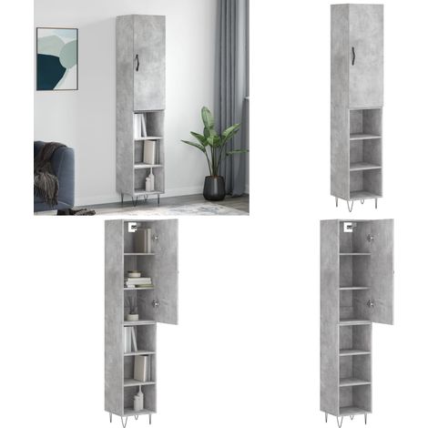 Highboard Betongrau 34,5x34x180 cm Holzwerkstoff - Holzwerkstoff - Betonfarbe (1/5)