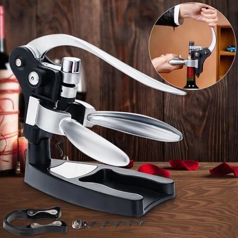 Hebelkorkenzieher-Flaschenöffner für Wein, Champagner, Bier und Sommelier-Gebrauch – Metall – Gastgeschenk für Weihnachtsfeiern (1/4)