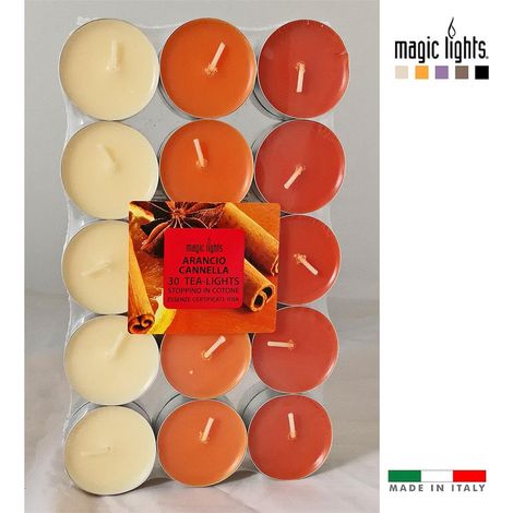 Confezione da 30 candele al profumo di arancia e cannella, luci magiche da 3,7 cm