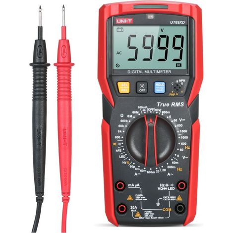 Multimètre numérique UNI - T UT89XD, portatif et haute précision, écran LCD 6 000 points, mesure True RMS (1/5)