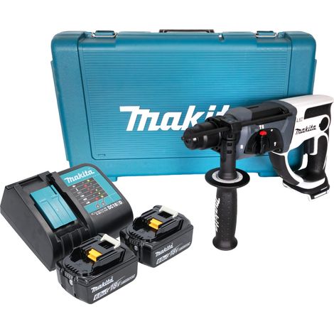 Makita DHR 202 SGW trapano a percussione a batteria 18 V 20 mm 2,0 J bianco + 2x batteria ricaricabile 6,0 Ah + caricabatterie + custodia
