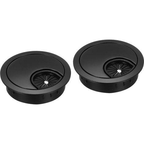2 Pcs Passe-Câble De Bureau 1.8 Pouce, Couverture De Trou Rond En Alliage De Zinc Pour Organisateur De Câbles Pour Bureau Maison Table Ordinateur, 45mm, Noir (1/5)