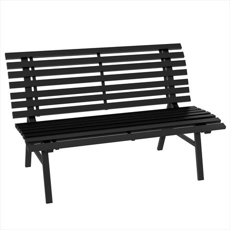 Banc de jardin en aluminium 2 places design lattes noir (1/5)