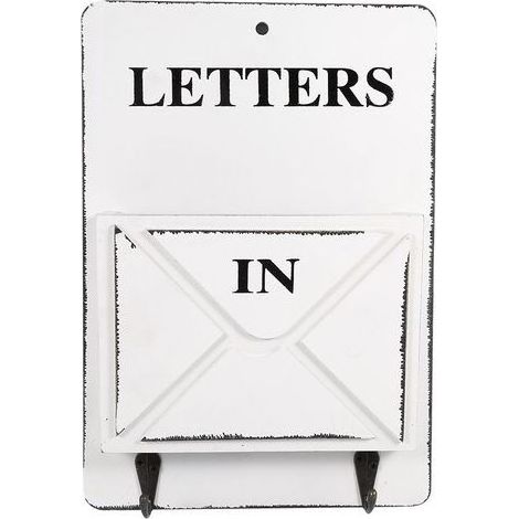 Porte-clés mural en bois avec rangement pour courrier et décoration créative blanche (1/3)