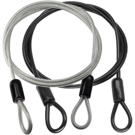 2 Pièces Câble Acier avec Œillets, Câble Robuste avec Boucle, Antivol, Cadenas Câble, Câble Acier Inoxydable, Anti-Rust, pour Mobilier de Jardin, Mobilier de Terrasse, Vélo (100cm) (1/5)