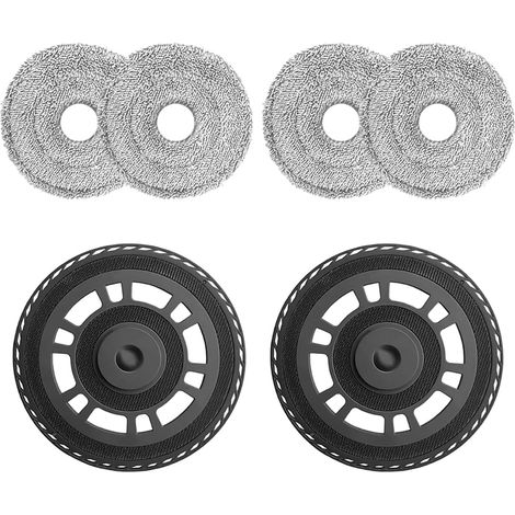 4 Pièces Chiffons Lingettes avec 2 Supports de Rechange pour Dreame L10s Ultra Gen2/ L10s Pro Ultra Heat/ L20 Ultra/ X30 Ultra/ X40 Ultra/ X40 Master/ L40 Ultra Robot, pour Dreame Robot Accessoires