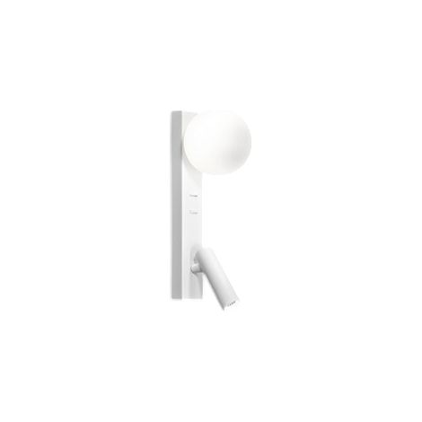 Fog - Applique de chevet avec USB et USB-C, LED 3W+G9, sphère blanche, 3000K, corps orientable, diffuseur en verre - Perenz Blanc