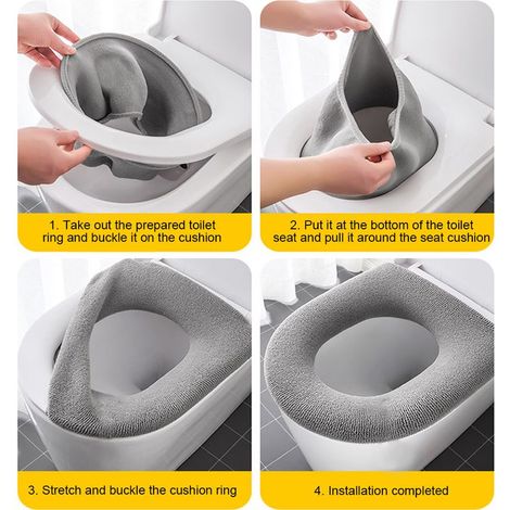 WC-Sitzbezug – Dickes und weiches Material – Passend für runde und ovale WC-Sitze – Maschinenwaschbar (1/5)