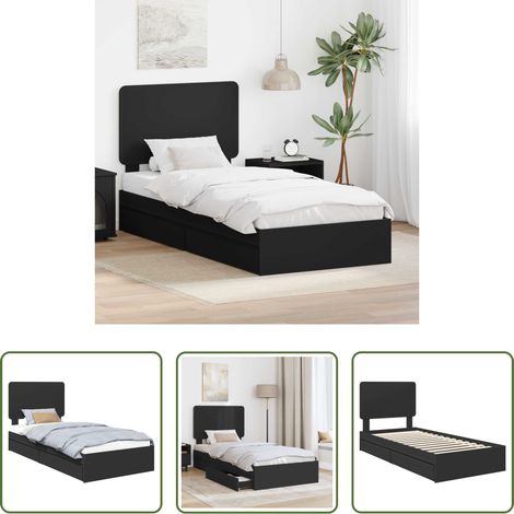 vidaXL Schubladenbett - Aufbewahrungsbett Schwarz 75 x 190 cm Holzwerkstoff (1/5)