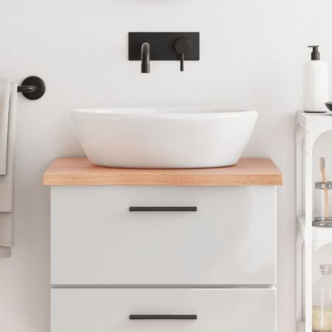 Encimera baño madera maciza tratada marrón claro 60x50x(2-4) cm vidaXL
