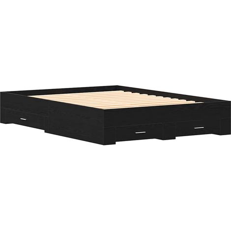 Lit double,Lit adulte,Cadre de lit avec tiroirs avec tiroir Chêne noir 135 x 190 cm CFW5800313 (1/5)