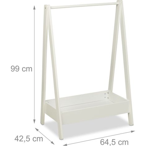 Perchero infantil con compartimento y barra para colgar almacenamiento autonomía 80 x 30 x 120 cm de madera blanca 130013612 (1/3)