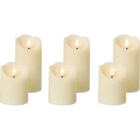 LED Kerzen 6er Set AMOREA 10/15 cm Cremeweiß (1/5)