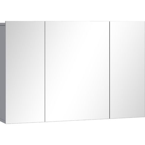 Armadietto a specchio da bagno a 3 ante grigio 90 x 15 x 60 cm in MDF (1/5)