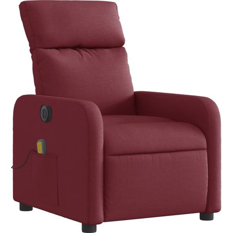 Poltrona relax TV con funzione reclinabile elettrica in tessuto rosso bordeaux DEC027256