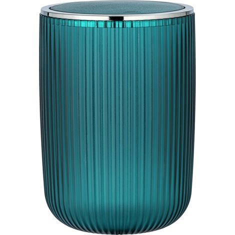 Wenko – Poubelle de salle de bain Agropoli L – Capacité 5,5 litres – Plastique haute qualité – Couleur turquoise – Couvercle basculant (1/3)