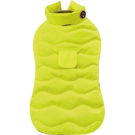 Giubbotto imbottito impermeabile con fodera interna in pile giallo fluo Eco Leaves per cani: 55 cm