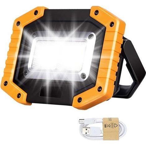 Lampe de travail LED 30 W rechargeable COB, projecteur lumineux 2 000 lm, lumière portable d'extérieur, batterie USB (1/5)