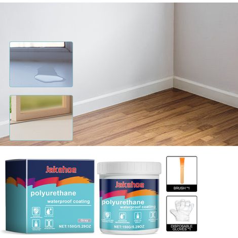 Graues wasserdichtes Dichtmittel, transparenter wasserdichter Klebstoff, Abdichtungsmittel für Badezimmerdächer, Türen und Fenster – 150 g Klebstoff + Pinsel + Einweghandschuhe (1 Paar) -- DE (1/5)