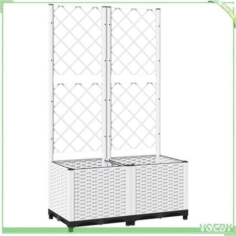 Jardinière avec treillis - FAFEICY - 153282 - Treillis intégré - Blanc - 80 x 40 x 136 cm (1/5)
