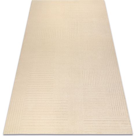 Tappeto in lana TEXTURA 488.10.LA100 OSTA - Linee, geometrica strutturale crema beige 135x200 cm