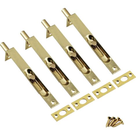 Verrou de porte encastré en acier inoxydable de 10,2 cm avec vis Argenté (4 pièces) (1/5)