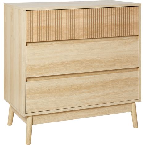 Cómoda 3 cajones moderna MDF patas de madera de pino clara Wales (1/5)