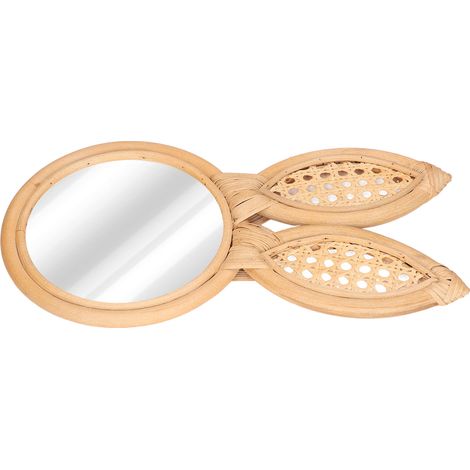 Miroir décoratif en rotin tressé, forme adorable lapin, idéal pour le maquillage, la décoration de la maison ou de la chambre. Cadeau idéal. (1/5)