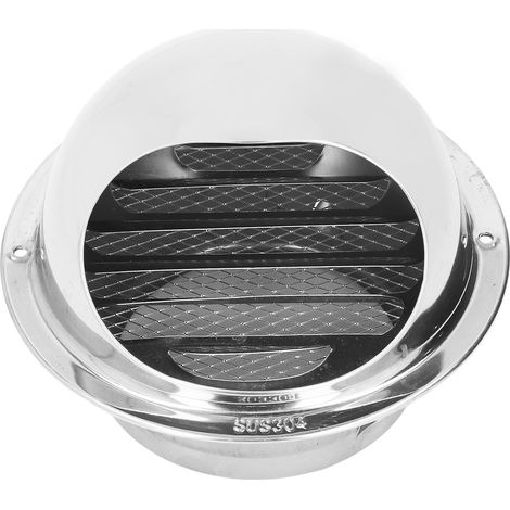 Grille d'aération ronde en acier inoxydable, épaisse, coupe-vent et résistante à la pluie, avec maille fine, 110 mm / 4,3 pouces (1/5)