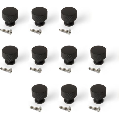 Emuca Lot von 10 Möbelknopfe Argos, Durchmesser 30mm, Aluminium, Schwarz lackiert (1/5)