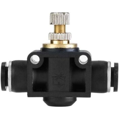 Régulateur de débit d'air pour tuyau de 6 mm, raccord pneumatique en T, vanne de régulation pour raccords de tuyauterie (6 mm) (1/4)