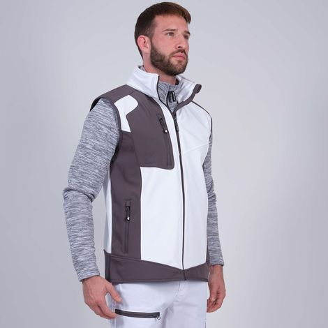 FABIO GILET SANS MANCHES DE TRAVAIL 1064 Blanc , Gris XL (1/5)