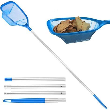 pair Memkey – Épuisette de piscine avec perche en aluminium réglable 63-153cm – Maille fine 13cm de profondeur – Lot de 4 pièces pour nettoyage efficace (1/5)