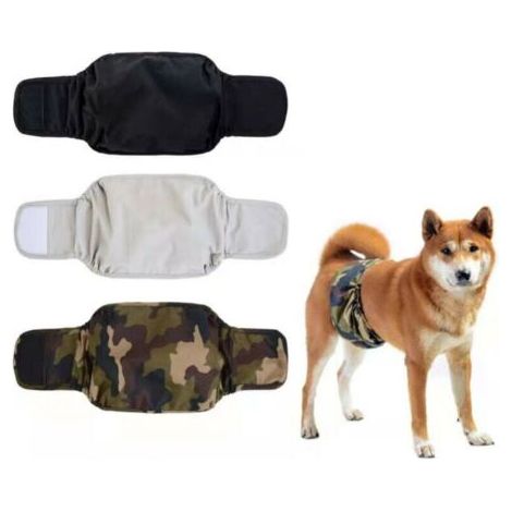 Lot de 3 Couche Chien Male Lavable - Bandes réutilisables pour Chiens (L) (1/5)