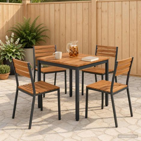 vidaXL Tavolo da cena da giardino Naturale e Nero 60 x 60,5 x 75 cm (1/5)