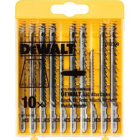 Coffret de 10 lames scies sauteuses pour bois dur – Coupe nette sans éclat – Pour scies sauteuses DEWALT
