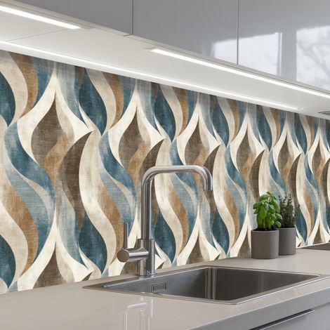 Kitchen Splashback Abstract - Waves - Colorful 350x60 cm (1/5)