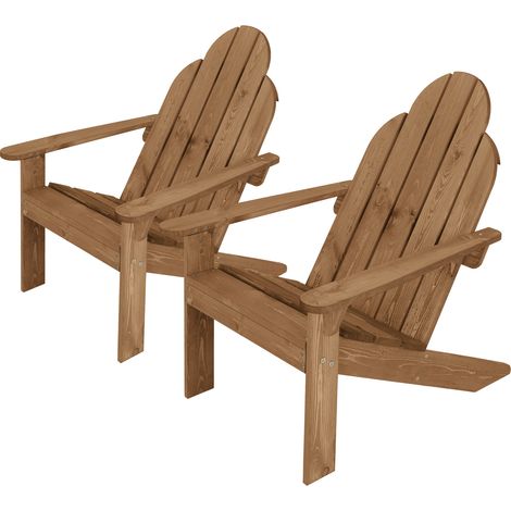 ECD Germany Set 2 Sedie Adirondack in Legno Massiccio di Abete 92,5x70x89 cm Marrone Poltroncina da Giardino con Schienale e Braccioli Seduta Ergonomica Resistente alle Intemperie Costruzione Robusta