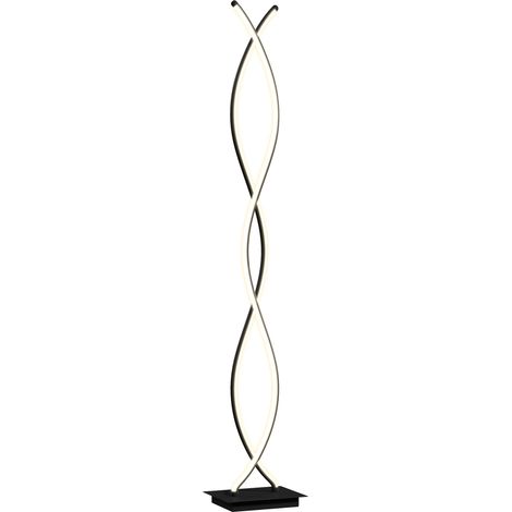 Lampadaire sur pied salon, lampe salon 3 niveaux de luminosité réglables à double spirale avec interrupteur à pied, noir