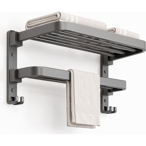 Porte-serviettes mural pliable acier gris canon 60 cm standard (1/5)